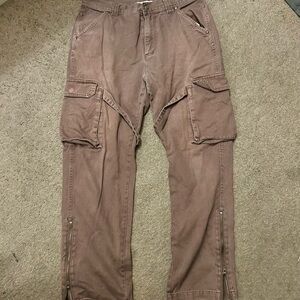 UO Standard Cloth Flared Cargo Pants | Brown Utility Strap | Y2K Skater